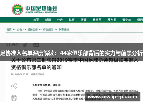 足协准入名单深度解读:44家俱乐部背后的实力与前景分析 足协准入名单深度解读:44家俱乐部背后的实力与前景分析
